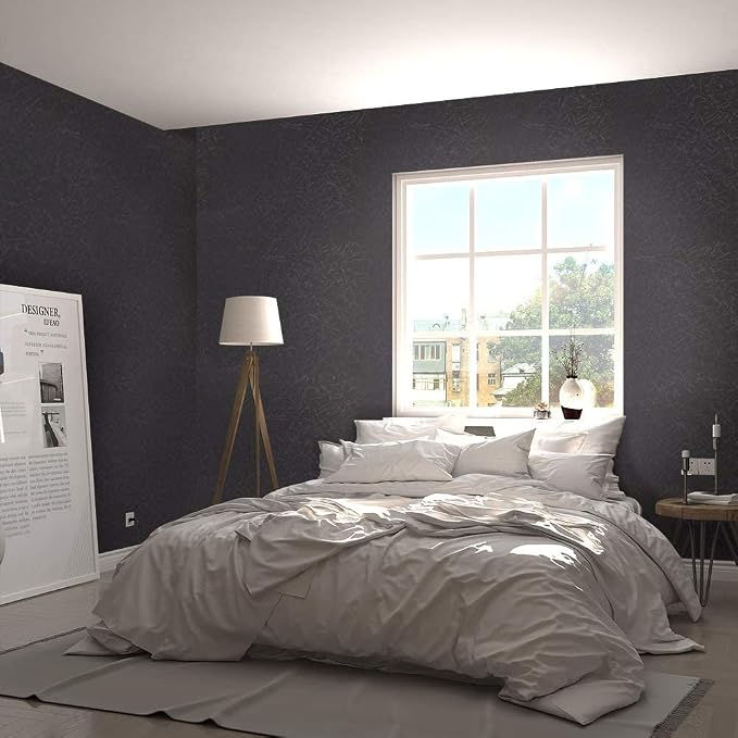 Abyssaly Black Silk Wallpaper Peel and Stick 15.7" X 984.2" Embossed Self - Image 5
