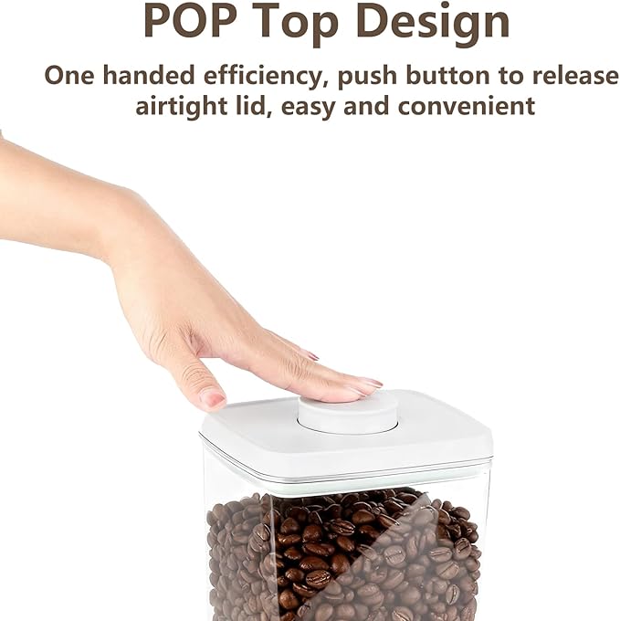 Pop Food Storage Containers Set Large Airtight Food Storage Containers with Pop Lids, Kitchen Pantry Organization and Storage, Cereal, Rice, Flour, Pasta & Snack Container, BPA Free, 2 x 4.2Qt