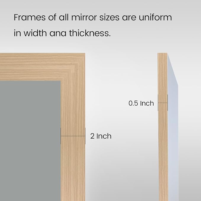 Amorho Bathroom Mirror for Wall, 48X32 Inch Oak Wood Grain Metal Framed Mirror - Image 6