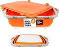 Drip EZ Collapsible BBQ Prep Tubs 2-Piece Set - For Meal Prep Marinating Food Storage - Includes Cutting Board & Lid - (1) OG + (1) XL - Orange
