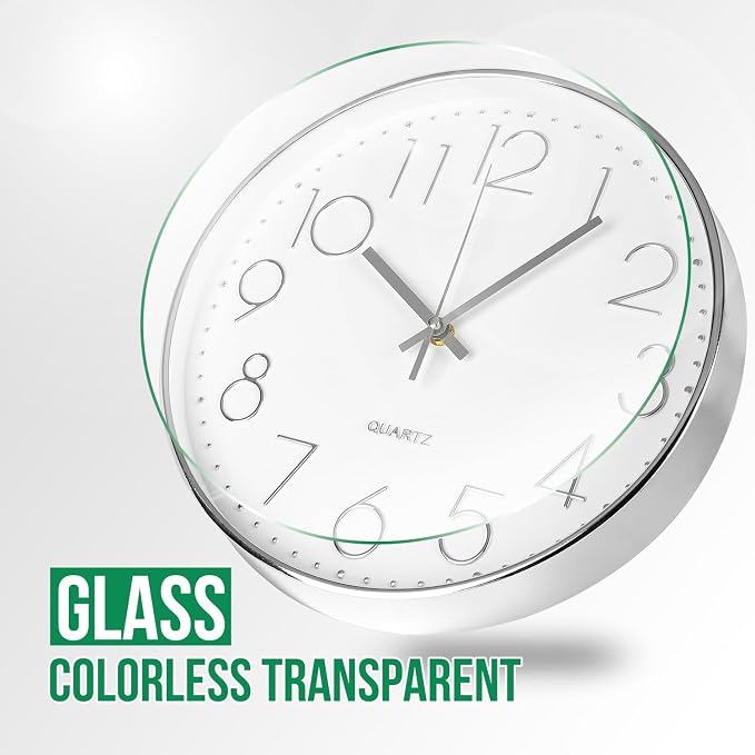 Wall Clock 10 Inch Non-Ticking Silent Modern Simple Style Round Decor Clock - Image 5