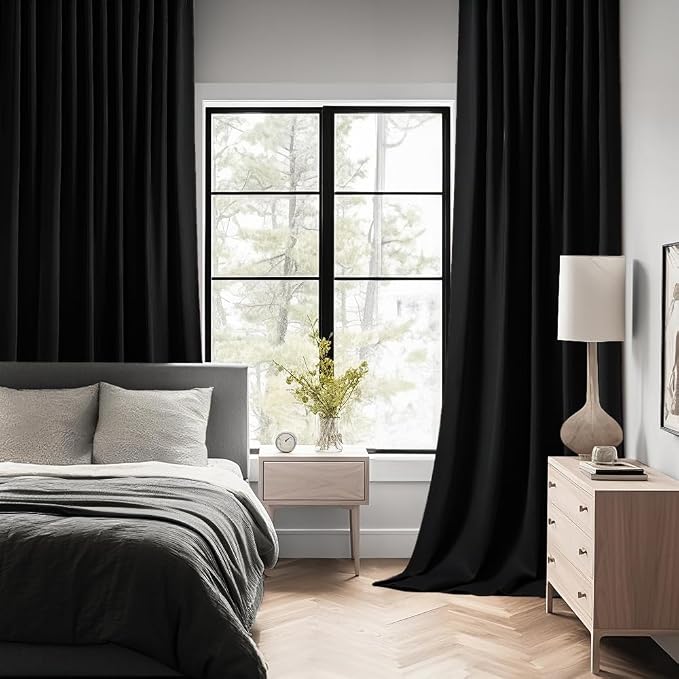 MIULEE Black Back Tab Blackout Curtains 96 Inch Length 2 Panels Set - Image 2