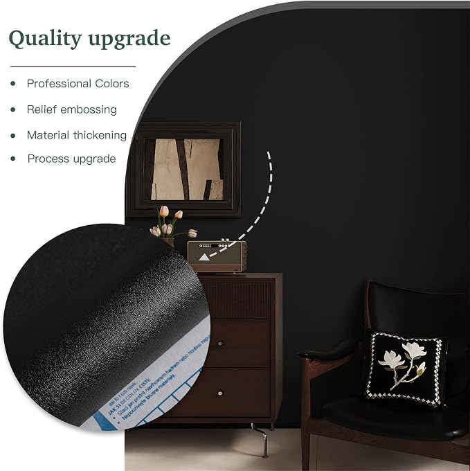 Dimoon 17.7''x236'' Peel and Stick Wallpaper Black Contact Paper - Image 8