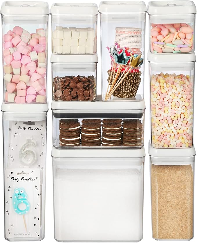 Felli Flip Tite Food Storage Container with Lid Airtight 4" Ring Seal Flip Top, Stackable Acrylic Canister Jar for Pantry Kitchen Counter, Snack Coffee Bean Granola Pet Treats Cracker Holder (1.2 L)