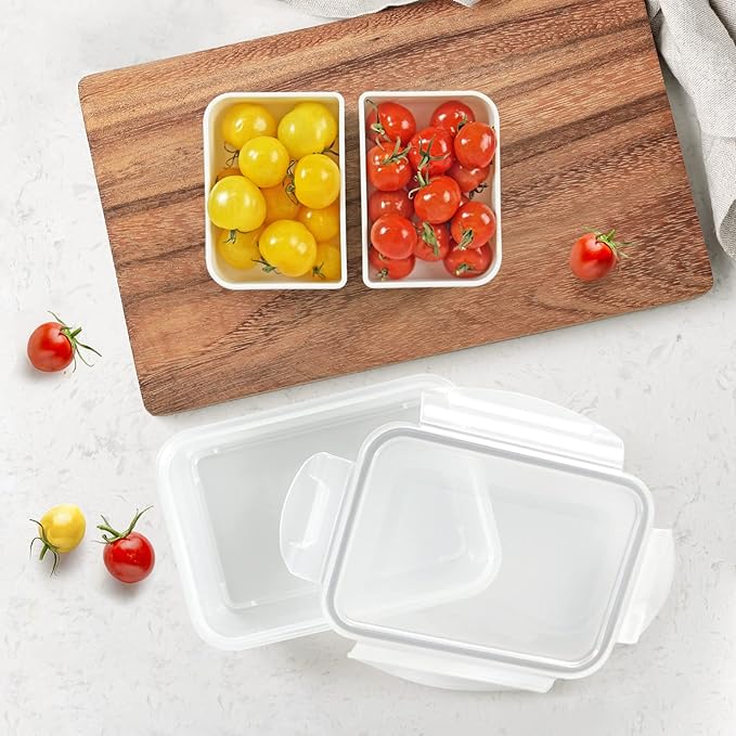 carrotez Food Storage Containers with 2 Removable Compartments, Snack Containers with Airtight Lids, Portion Control Container, Reusable, BPA Free, 2 Cup (480ml)
