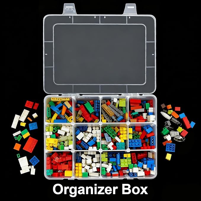 DUOFIRE Clear Plastic Bead Organizer Container Storage Box Adjustable Dividers Removable Grid Compartment for Jewelry Beads Earring Container Tool Fishing Hook Small Accessories(12 Grids)