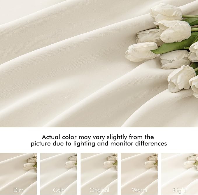 MIULEE Beige White Back Tab Blackout Curtains 72 Inches Long 2 Panels Set - Image 8