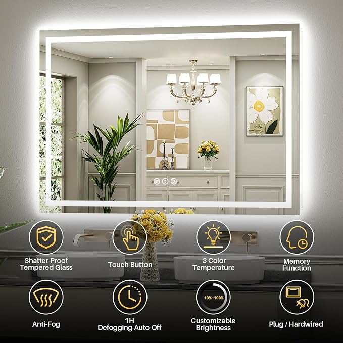 Briivue 55x40 Inch LED Bathroom Mirror - Image 2