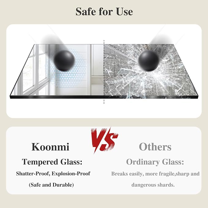 Koonmi Black Mirrors for Wall, 30x55 Inch Bathroom Mirror, Rectangular Wall - Image 5