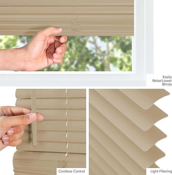 CHICOLOGY Mini Blinds for Indoor Windows – 46"W x 48"H, Cappuccino Horizontal - Image 6