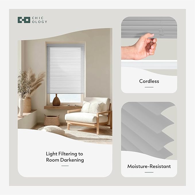 CHICOLOGY Cordless Mini Blinds for Indoor Windows, 38.75" W x 60" H, Light - Image 2