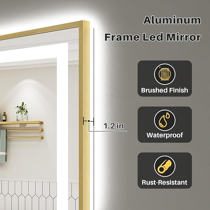 40x32 Inch LED Bathroom Mirror - Image 6