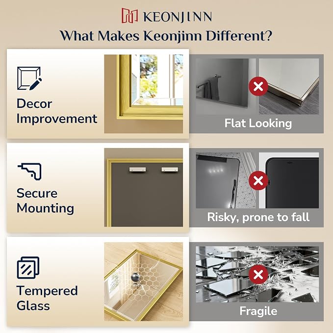 Keonjinn 42" x 36" Gold Mirrors - Image 4