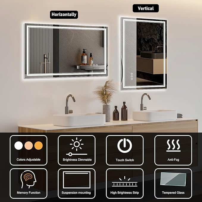 Ratsamee 72x40 Inch LED Bathroom Mirror - Image 5