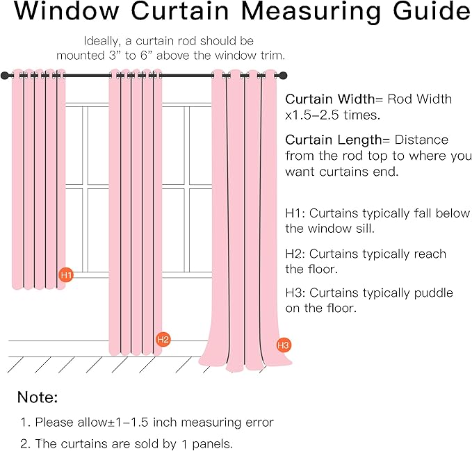 XiDi Pink Curtains for Bedroom, Girls Room Blackout Curtains, Kids Room - Image 2
