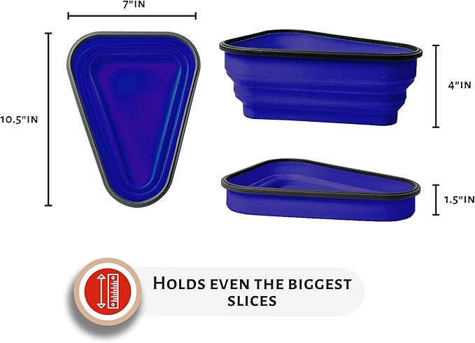 The Perfect Pizza Pack™ - Reusable Pizza Storage Container with 5 Microwavable Serving Trays - BPA-Free Adjustable Pizza Slice Container to Organize & Save Space, Blue