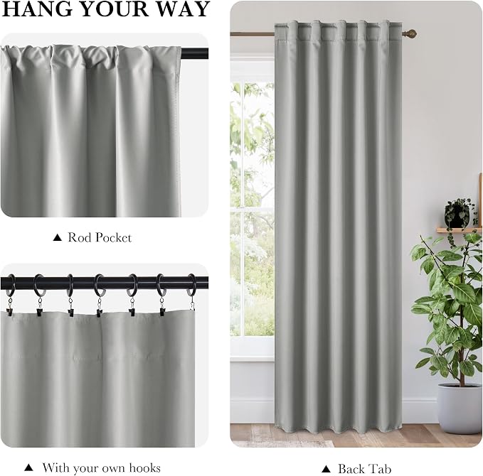 RYB HOME 100% Blackout Basement Curtains 30 inches Long, Heat & UV Blocking - Image 3