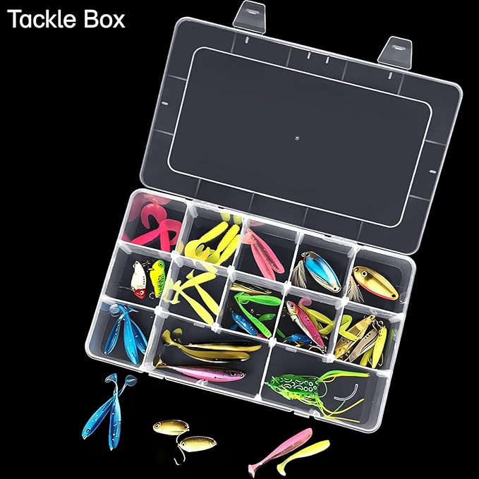DUOFIRE Plastic Organizer Container Storage Box Adjustable Divider Removable Grid Compartment for Jewelry Beads Earring Container Tool Fishing Hook Small Accessories（Large 15 Grids，White）
