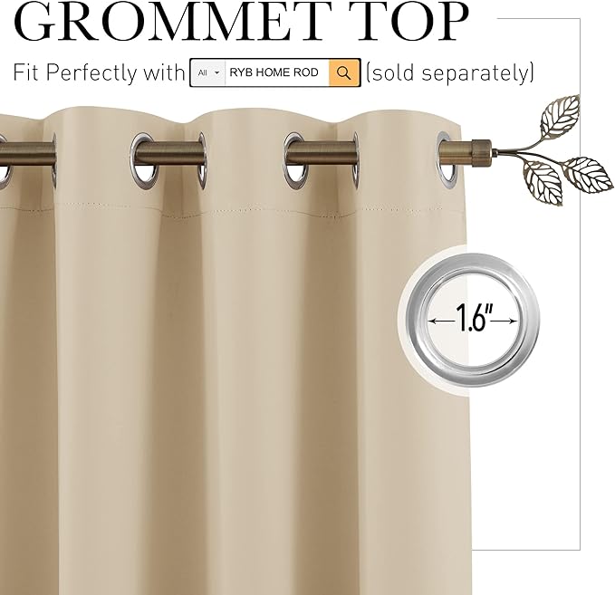 RYB HOME Extra Wide Curtains for Divider for Room Separation Soundproof - Image 2