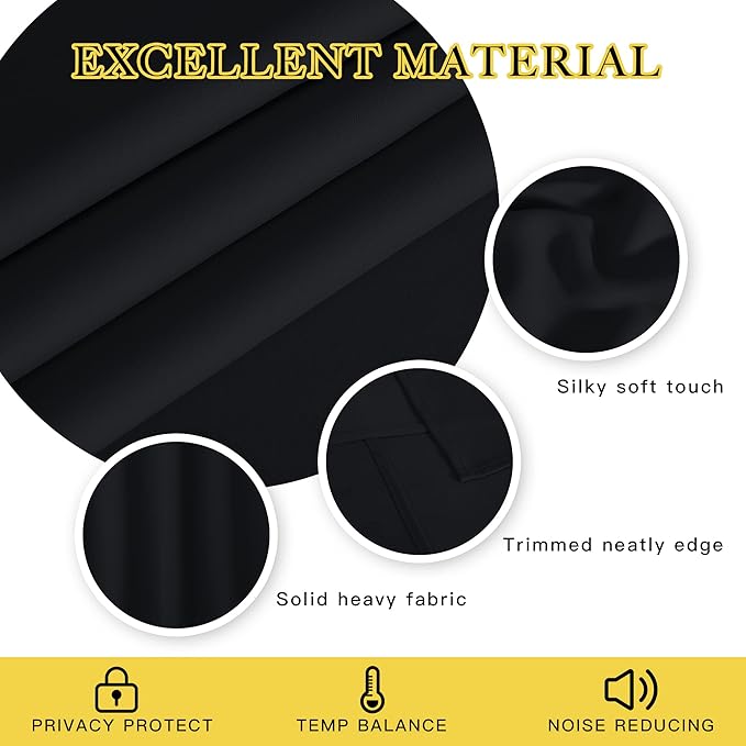 NICETOWN Black Blackout Curtain 80 inch Length - Image 5