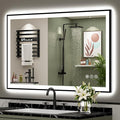48x32 Black Framed LED Bathroom Mirror by Awandee