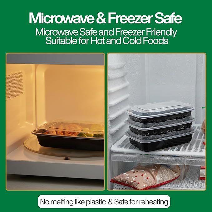 Meal Prep Containers [50 Pack] Rectangular Food Storage Containers with Lids, Bento Box, BPA Free, Stackable, Microwave/Dishwasher/Freezer Safe To Go Food Containers for Meal Prep (24 oz)