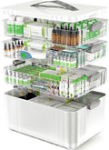 ARSTPEOE 4-Tier Medicine Organizer - Portable Medicine Cabinet with Plastic Handle, Multipurpose Medical Box, Empty First Aid Kit for Home