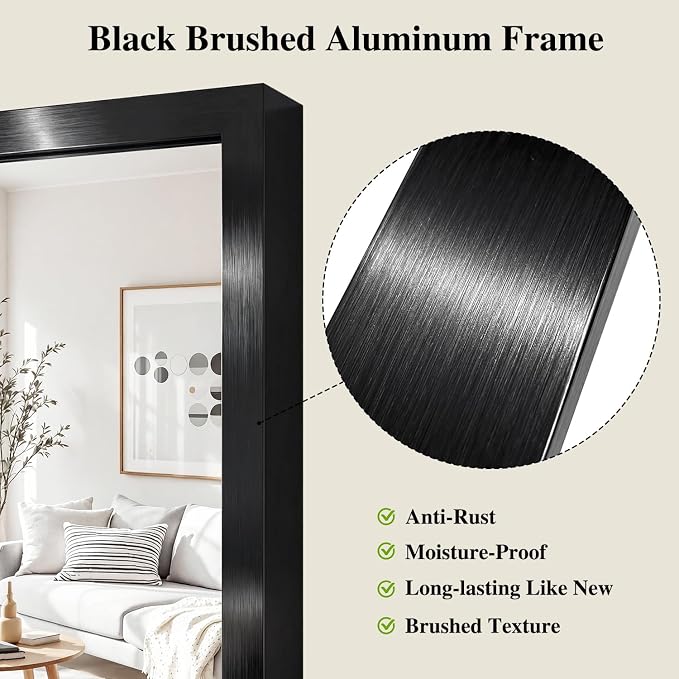 Koonmi Black Mirrors for Wall, 36x48 Inch Bathroom Mirror, Rectangular Wall - Image 4