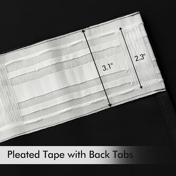 MIULEE Black Back Tab Blackout Curtains 80 Inch Length 2 Panels Set - Image 4