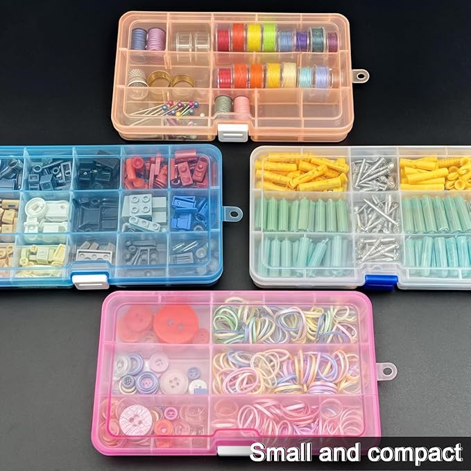 DUOFIRE Plastic Organizer Container Storage Box Adjustable Divider Removable Grid Compartment for Jewelry Beads Earring Container Tool Fishing Hook Small Accessories（15 grids，White x 4）