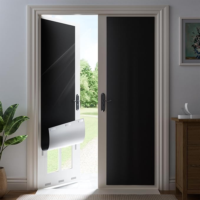 66" W x 64" L 100% Blackout Curtains, Total Darkness No-Drill Black Out Window by ZELMINE