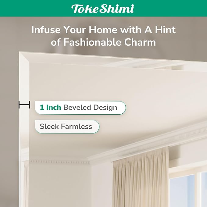 TokeShimi 36x36 Beveled Mirror Frameless Tempered, Rectangle Bathroom Mirror - Image 5