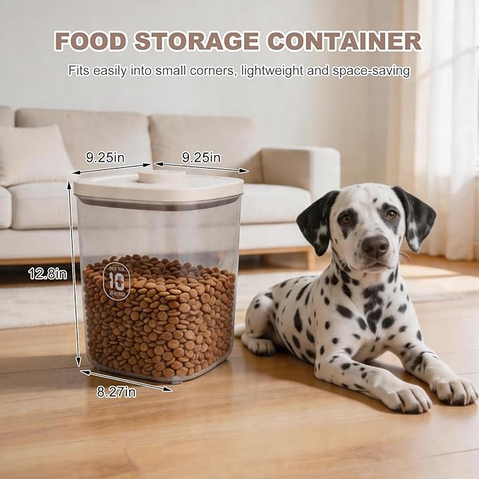 LEAWALK 10Lbs/10.57Qt Airtight Dog Cat Food Storage Container and Dog Treat Containers BPA-Free, PET Clear Stackable Pet Storage Bin, Pop Top, 1-Cup Scoop for Pet Food/Rice/Flour/Bread/Grains