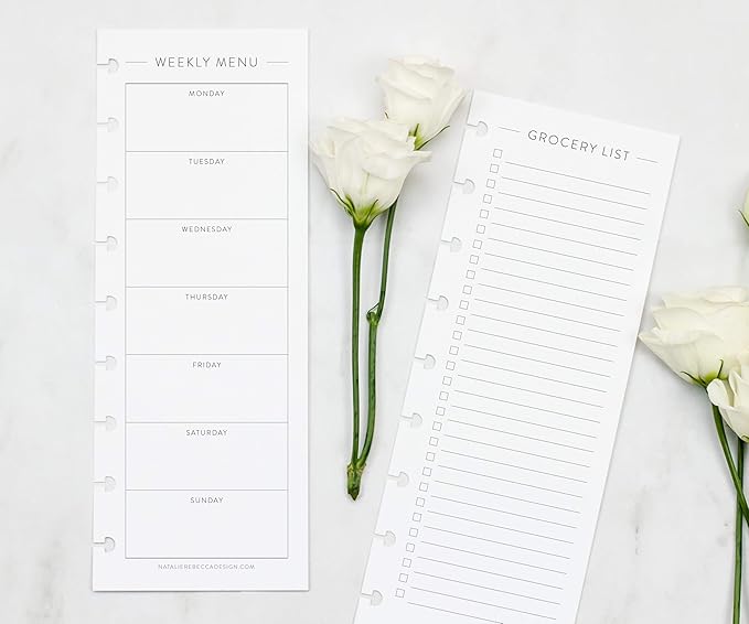 BetterNote Skinny Menu Grocery List Refills for Discbound Notebooks, Fits Levenger Circa, Happy Planner, TUL, Staples Arc, InkWell Press, Half Sheet Page, Classic (11-Disc, 4.25"x11")
