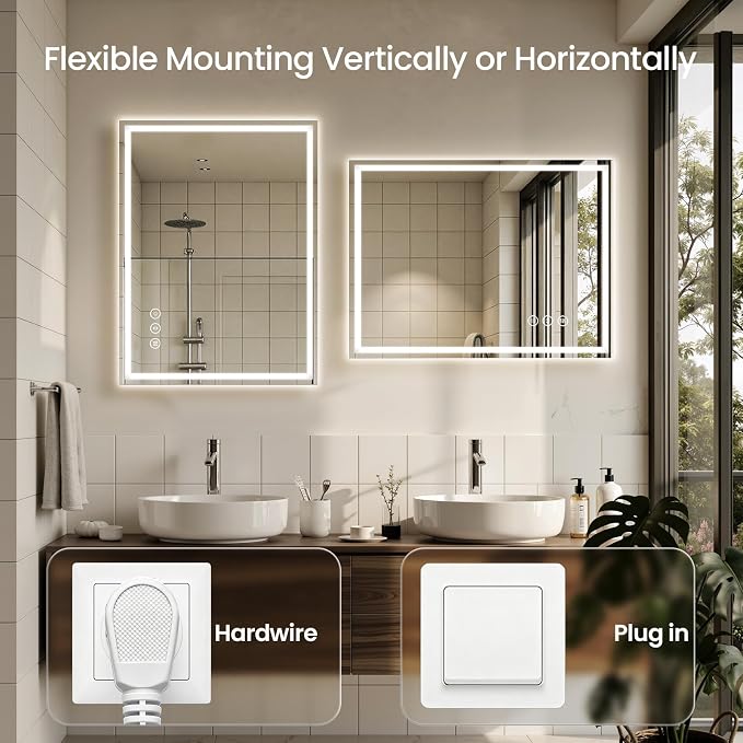 48X40 LED Bathroom Mirror with Lights, Backlit + Front Lit, Lighted Bathroom - Image 6