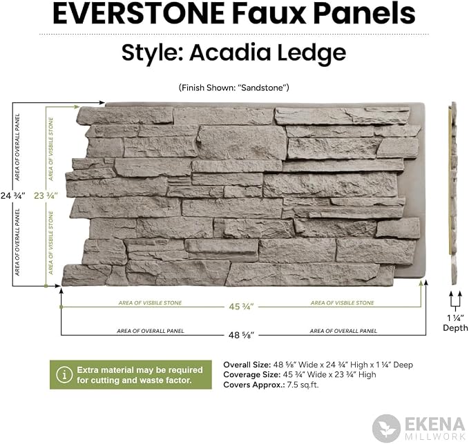 EverStone Acadia Ledge Faux Stone Panel, Alder Creek Color - Image 2