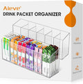 AIEVE 2 Pack Drink Packet Organizer, Water Drink Packet Holder with Removable Dividers for Pantry Organizers and Storage, Water Flavor Powder Mix Holder for Kitchen Storage Organization