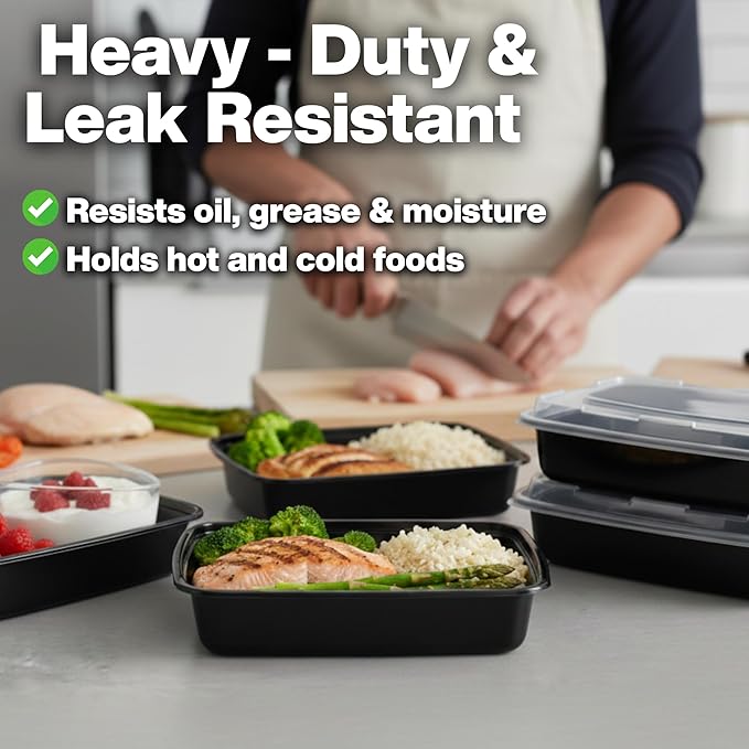 Meal Prep Containers [30 Pack] Rectangular Food Storage Containers with Lids, Bento Box, BPA Free, Stackable, Microwave/Dishwasher/Freezer Safe To Go Food Containers for Meal Prep (38 oz)