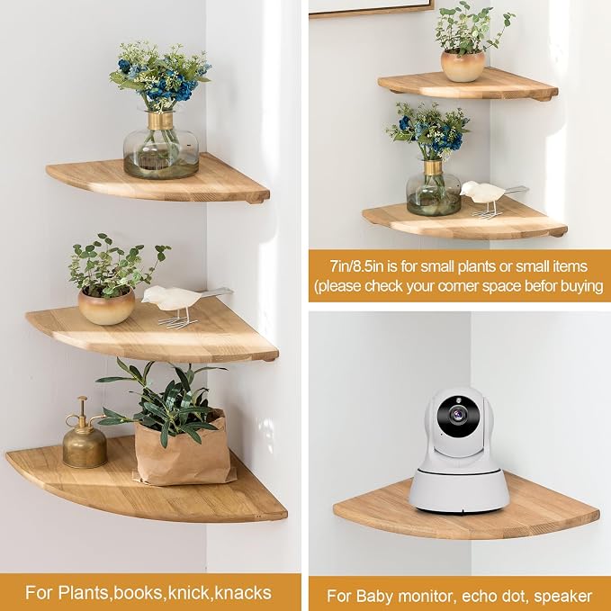 Corner Shelves, Floating Corner Shelf, Round End Wall Mount - Image 4