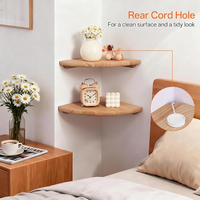 Gieanoo Corner Floating Shelf 16inch Solid Oak Wood Floating Corner Shelf - Image 4