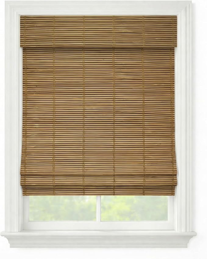 Cordless Woven Wood Roman Shades, 46W x 36H, Bayhead Natural, Sizes 20-72 Wide by FirstRateBlinds