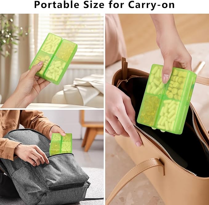 FYY Daily Pill Organizer,7 Compartments Portable Pill Case Travel Pill Organizer,[Folding Design] Large Pill Box for Purse Pocket to Hold Vitamins,Cod Liver Oil,Supplements and Medication-Clear Green