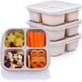 LCHLZZ 4 Pack Snack Containers, 4 Compartments Snackle Box Container, Meal Prep Reusable Lunchable Container for Adults, Microwave Dishwasher Safe, Food Storage Containers for Work Travel