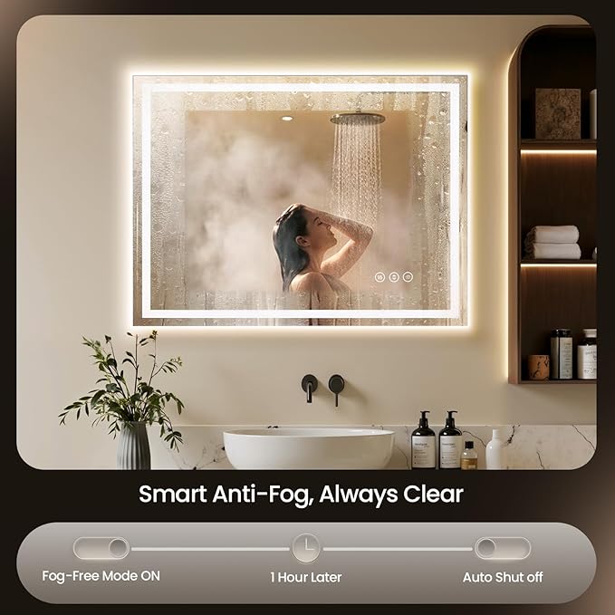 28X36 LED Bathroom Mirror with Lights, Backlit + Front Lit, Lighted Bathroom - Image 2