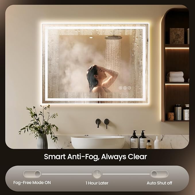 24X32 LED Bathroom Mirror with Lights, Backlit + Front Lit, Lighted Bathroom - Image 2