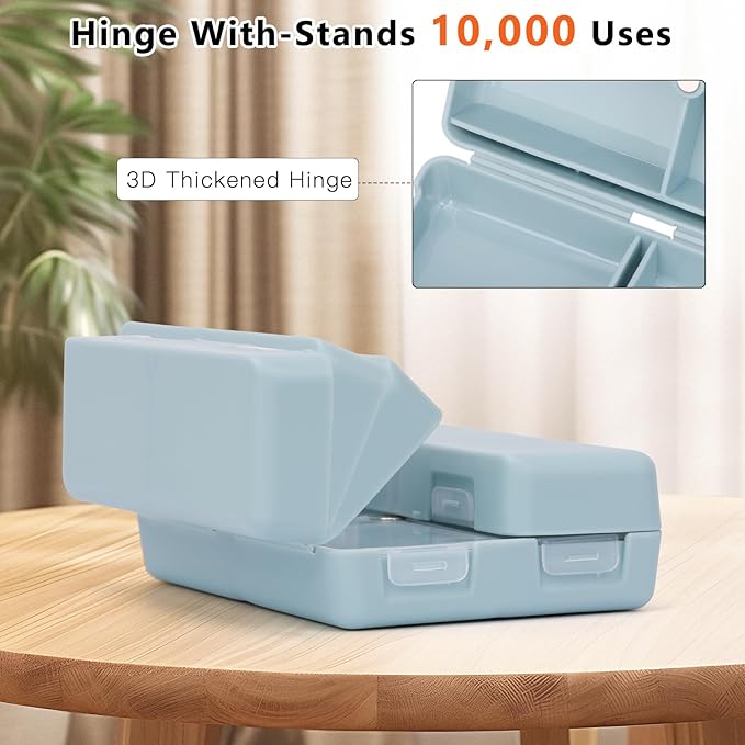 FYY Daily Pill Organizer,2 Pcs 7 Compartments Portable Pill Case Travel Pill Organizer,[Folding Design] Pill Box for Purse Pocket to Hold Vitamins,Cod Liver Oil,Supplements and Medication-Blue