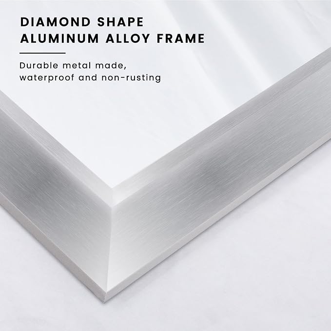 Amorho 40x36 Inch Bathroom Mirror Silver, Thick Metal Framed Wall Mirrors - Image 2