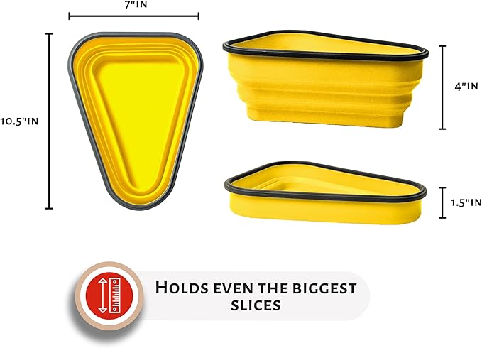 PIZZA PACK The Perfect Reusable Pizza Storage Container with 5 Microwavable Serving Trays - BPA-Free Adjustable Pizza Slice Container to Organize & Save Space, 2 Pack, Yellow