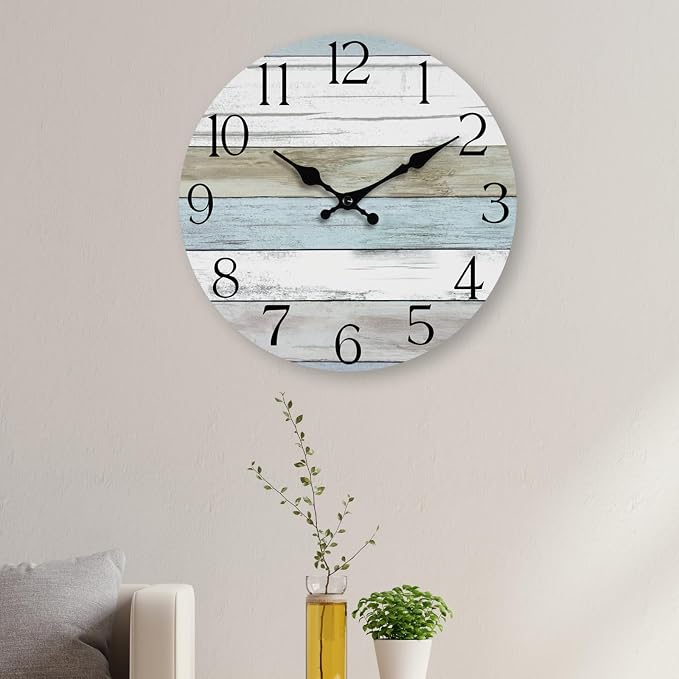 Wall Clock, 10 Inch Silent Non Ticking Wall Clocks Battery Operated, Rustic - Image 7