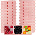 Hushee 10 Pack 17 oz Small Meal Prep Containers with 3 Compartments Snack Containers with Lid Disposable Plastic Bento Box Travel Lunch Food Boxes Stackable for Office Picnic (Pink)
